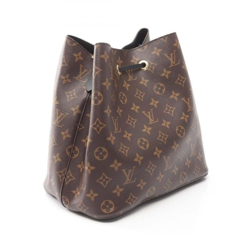 Louis Vuitton Shoulder Bag Neo Noe Noir Black Canvas Leather Brown — view 2