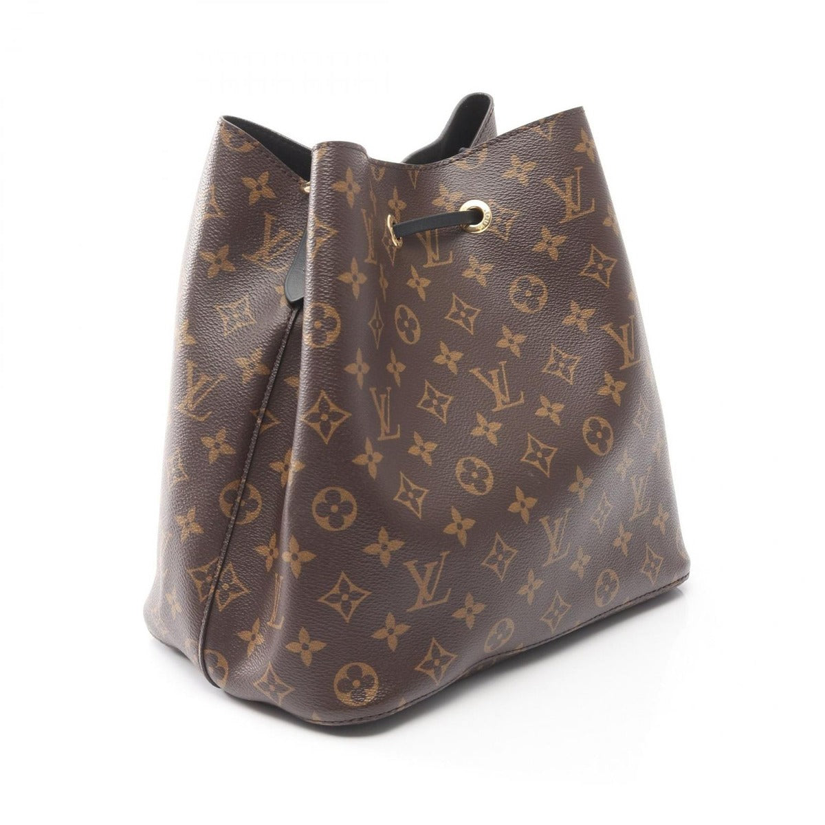 Louis Vuitton Shoulder Bag Neo Noe Noir Black Canvas Leather Brown — view 2