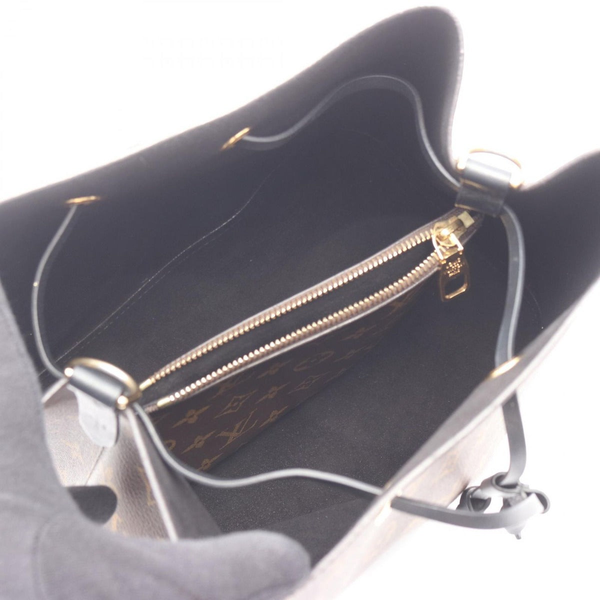 Louis Vuitton Shoulder Bag Neo Noe Noir Black Canvas Leather Brown — view 3
