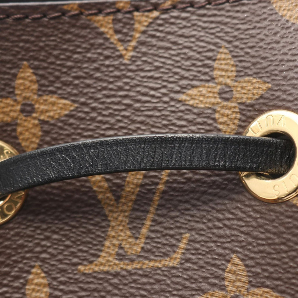 Louis Vuitton Shoulder Bag Neo Noe Noir Black Canvas Leather Brown — view 7