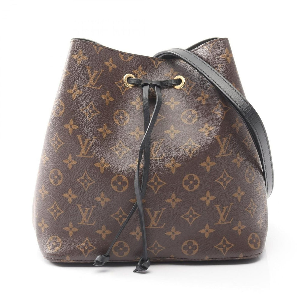 Louis Vuitton Shoulder Bag Neo Noe Noir Black Canvas Leather Brown