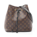 Louis Vuitton Shoulder Bag Neo Noe Noir Black Canvas Leather Brown