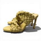 Bottega Veneta Ad2 Intrecciato Curve Sandals 36.5 Yellow Leather — view 3