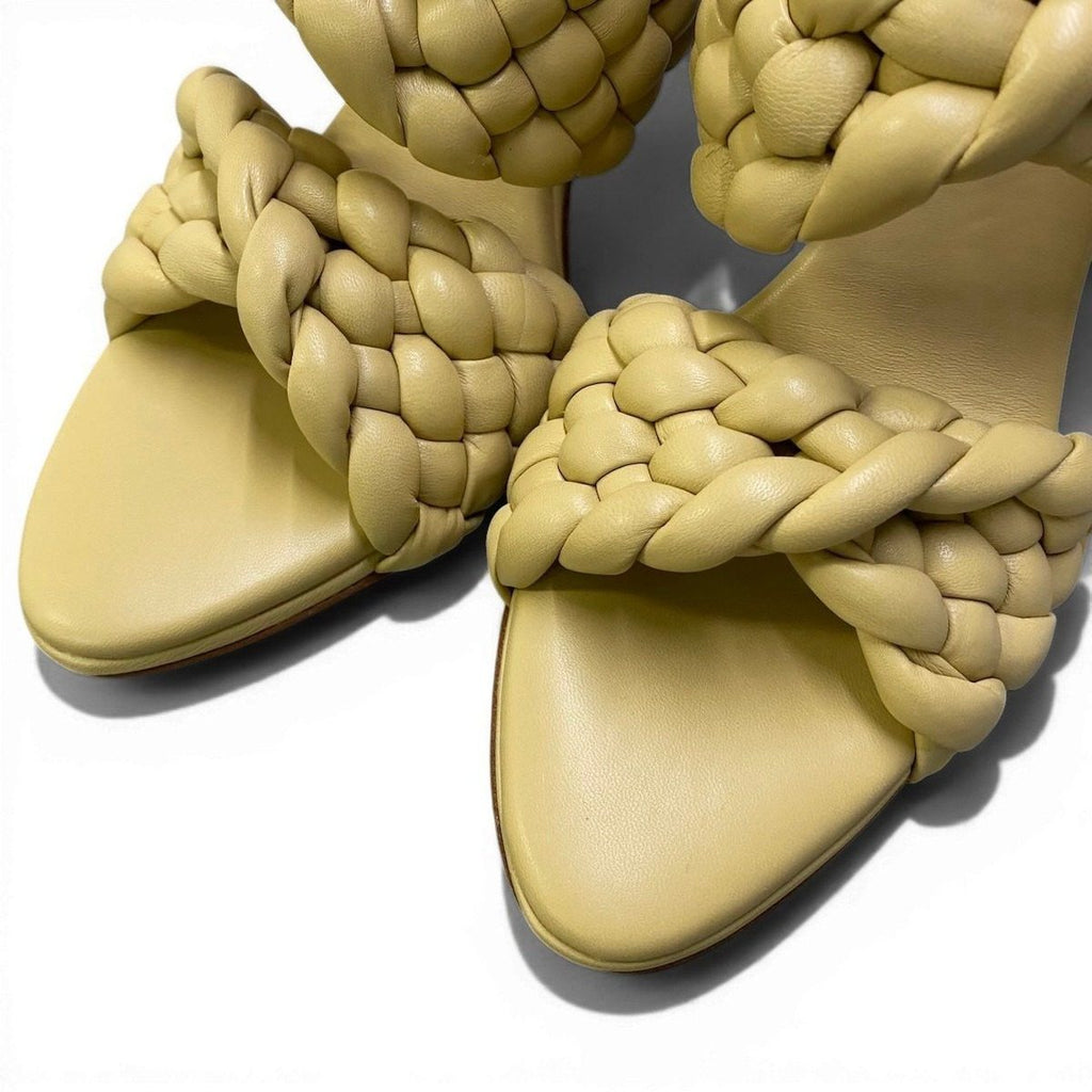 Bottega Veneta Ad2 Intrecciato Curve Sandals 36.5 Yellow Leather — view 7