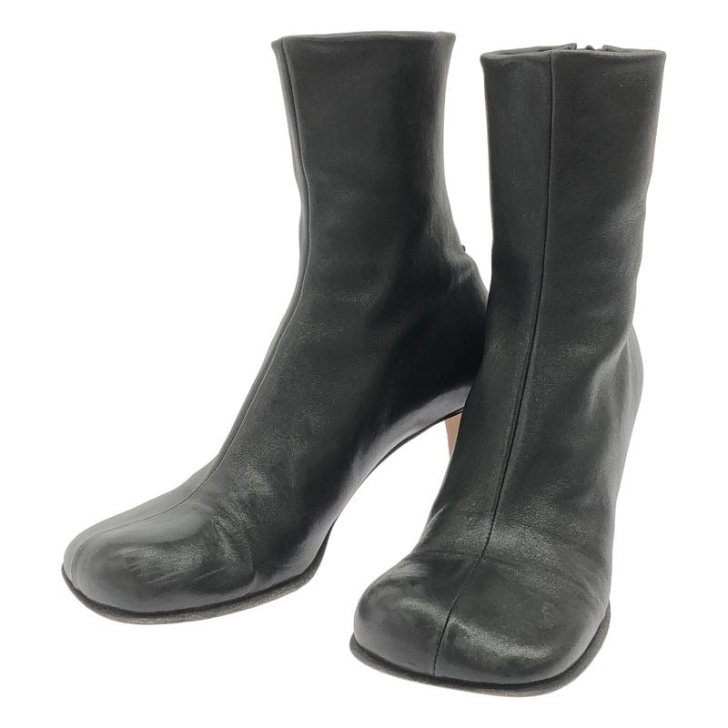 Bottega Veneta Bloc Block Leather Heel Ankle Boots Black 36