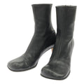 Bottega Veneta Bloc Block Leather Heel Ankle Boots Black 36