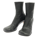Bottega Veneta Bloc Block Leather Heel Ankle Boots Black 36