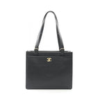 Chanel Tote Bag Black Caviar Leather Turnlock — view 2