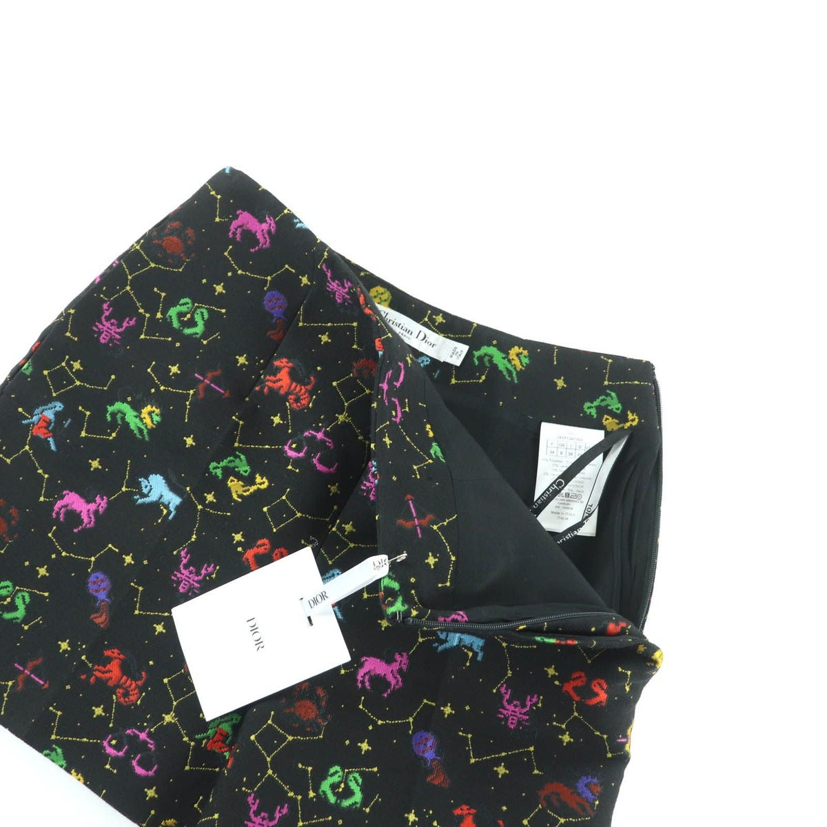 Christian Dior 241 P13 A7203 Lining 100% Silk Pixel Zodiac Center — view 3