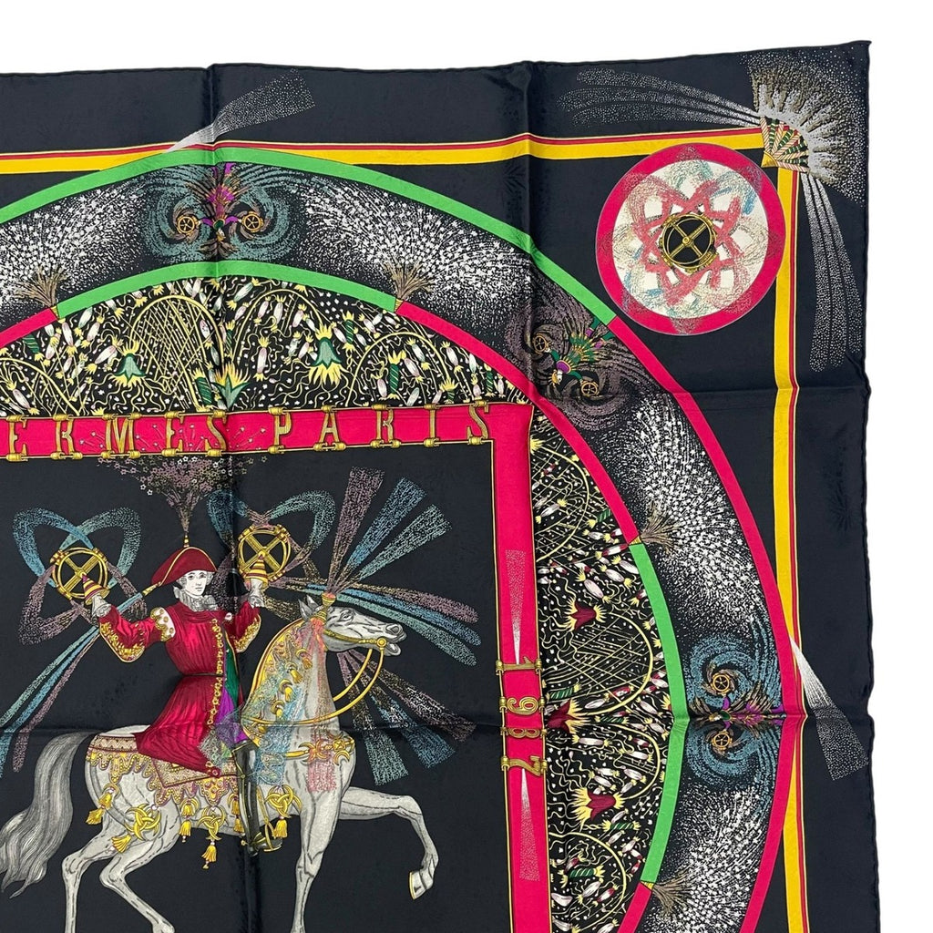Hermes Scarf Silk Carre 90 Feux D'artifice Black — view 3