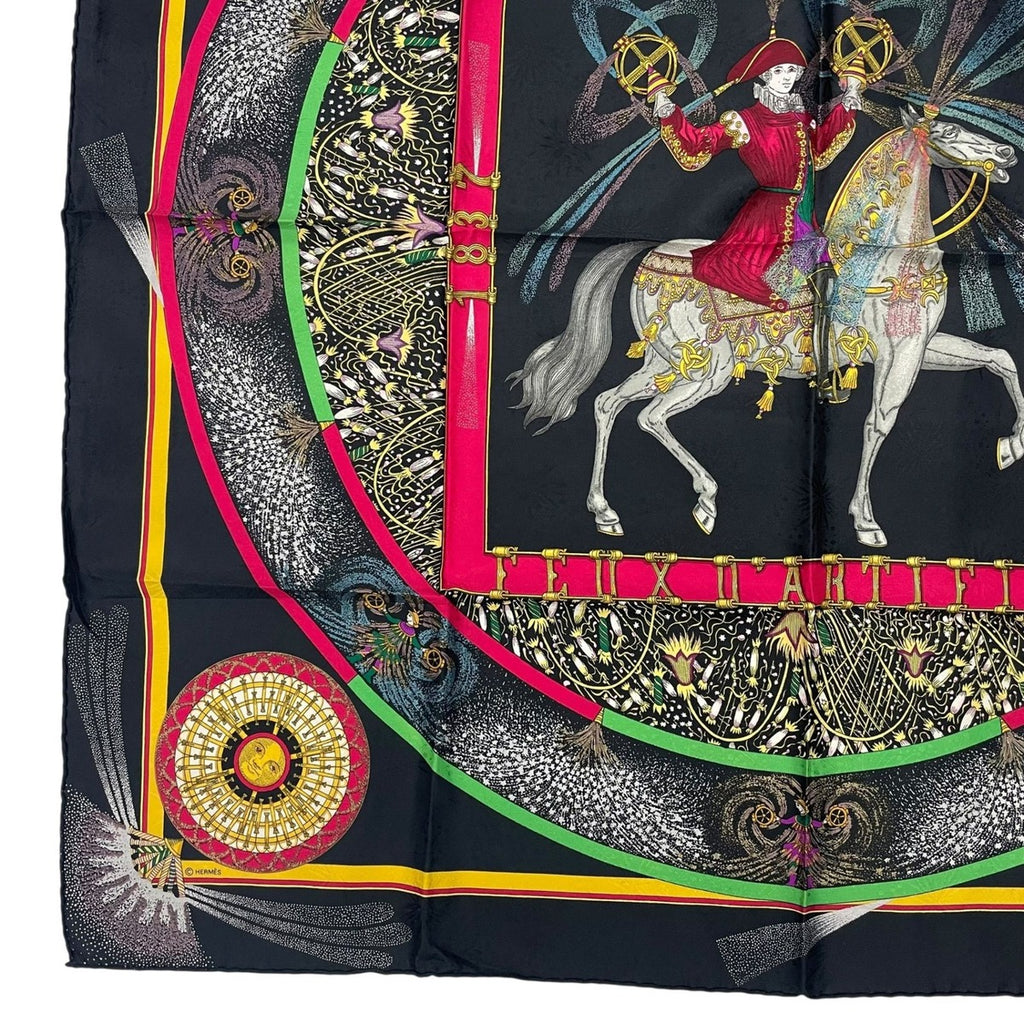 Hermes Scarf Silk Carre 90 Feux D'artifice Black — view 4