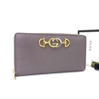 Gucci Zumi Leather Zip Around Wallet Coin Purse Bill Gray