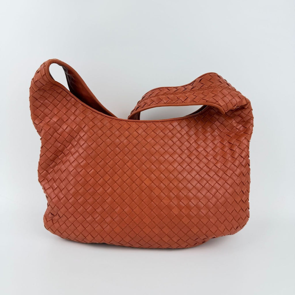 Bottega Veneta Intrecciato Shoulder Bag Orange Leather Vintage — view 2