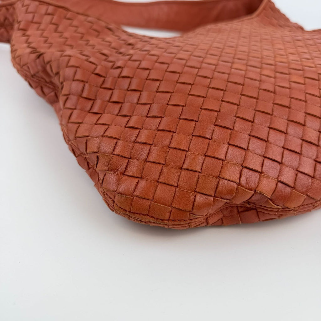 Bottega Veneta Intrecciato Shoulder Bag Orange Leather Vintage — view 7