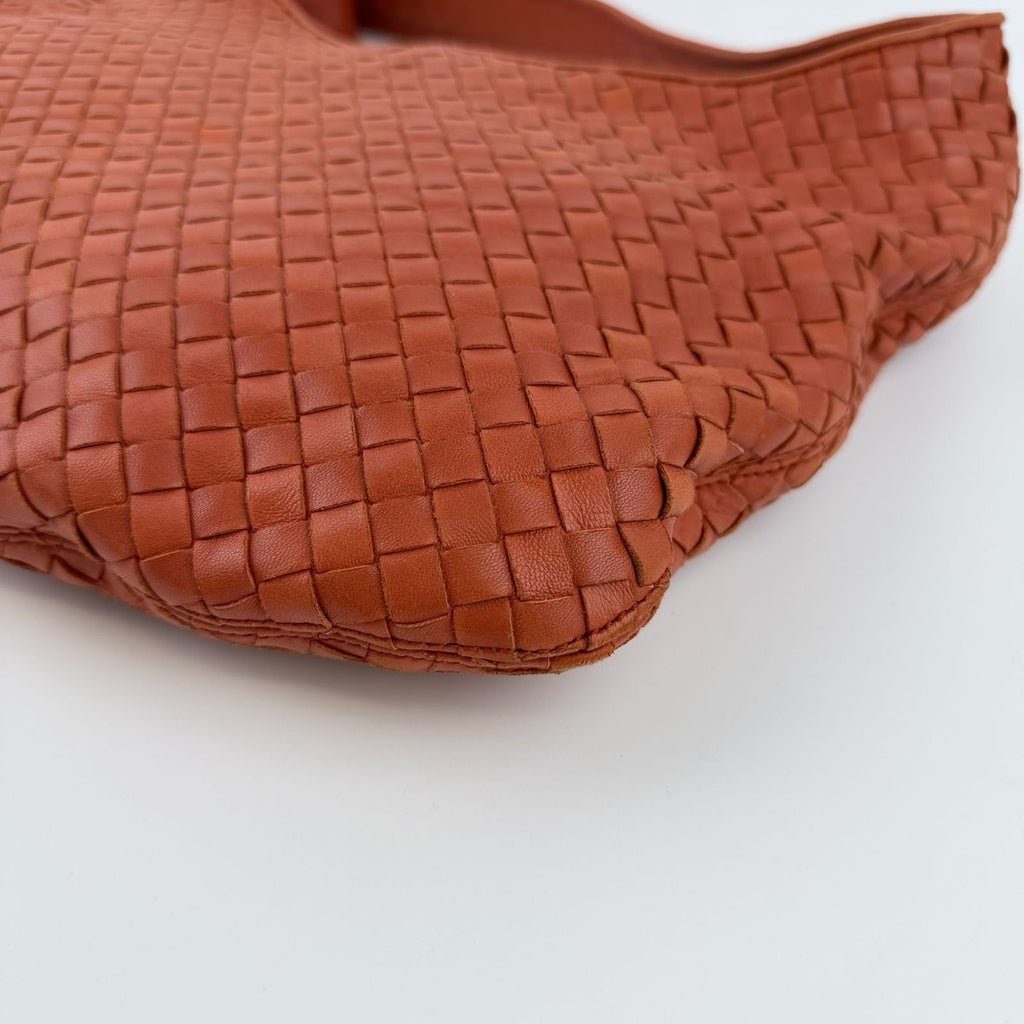 Bottega Veneta Intrecciato Shoulder Bag Orange Leather Vintage — view 8
