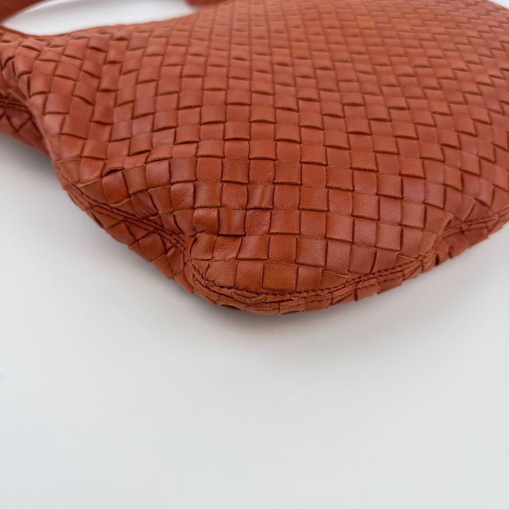 Bottega Veneta Intrecciato Shoulder Bag Orange Leather Vintage — view 9