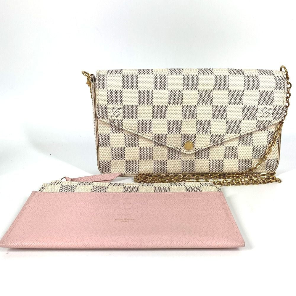 Louis Vuitton Long Wallet Pochette Felicie Damier Azur Canvas Rose