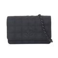 Chanel New Travel Line Chain Wallet Nylon Jacquard Leather Black