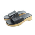 Hermes Evelyne Wood Sandals Mule Perforated Logo 36 Black