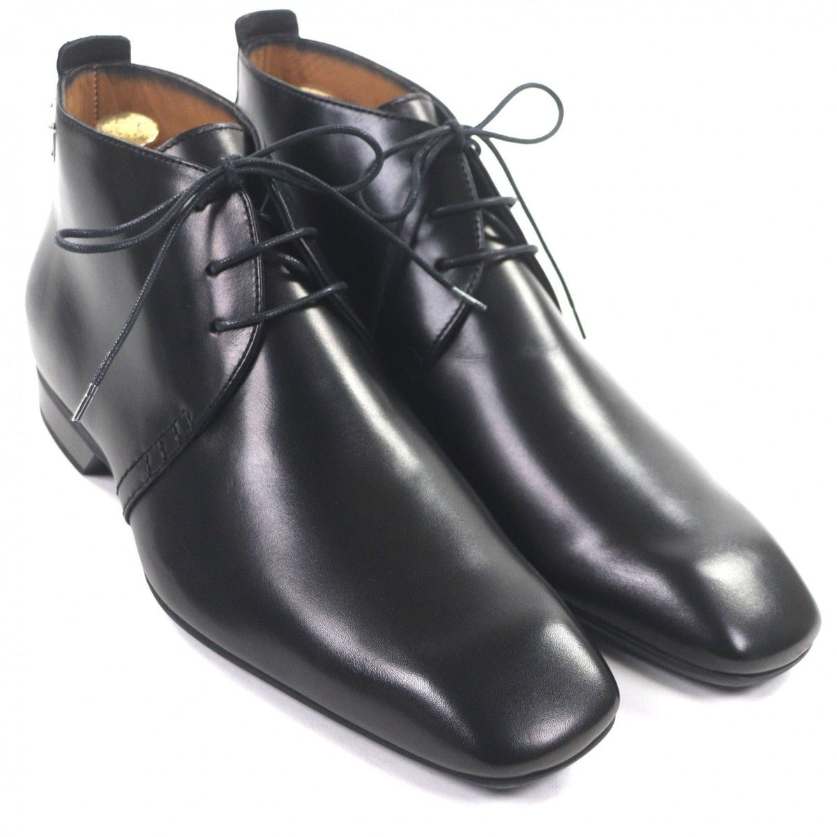 Louis Vuitton Leather LV Logo Plain Toe Lace Up Ankle Boots Black 6 — view 3