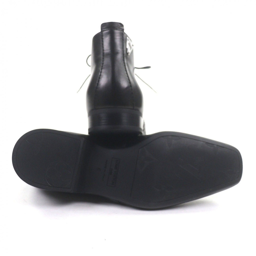Louis Vuitton Leather LV Logo Plain Toe Lace Up Ankle Boots Black 6 — view 5