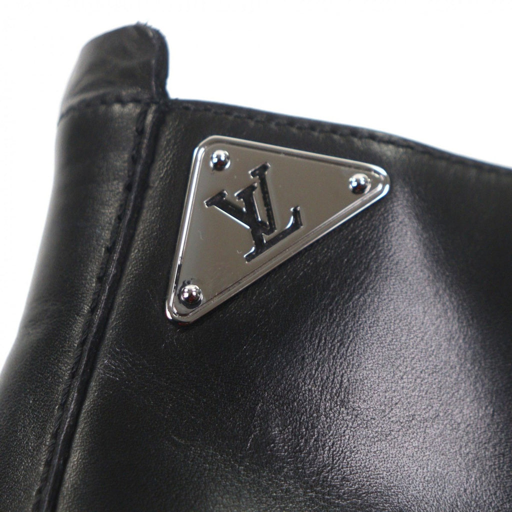 Louis Vuitton Leather LV Logo Plain Toe Lace Up Ankle Boots Black 6 — view 7