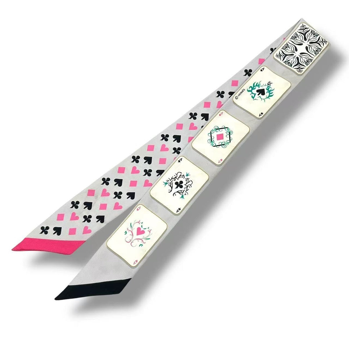 Hermes Twilly Silk Jeu de Cartes Gray — view 3