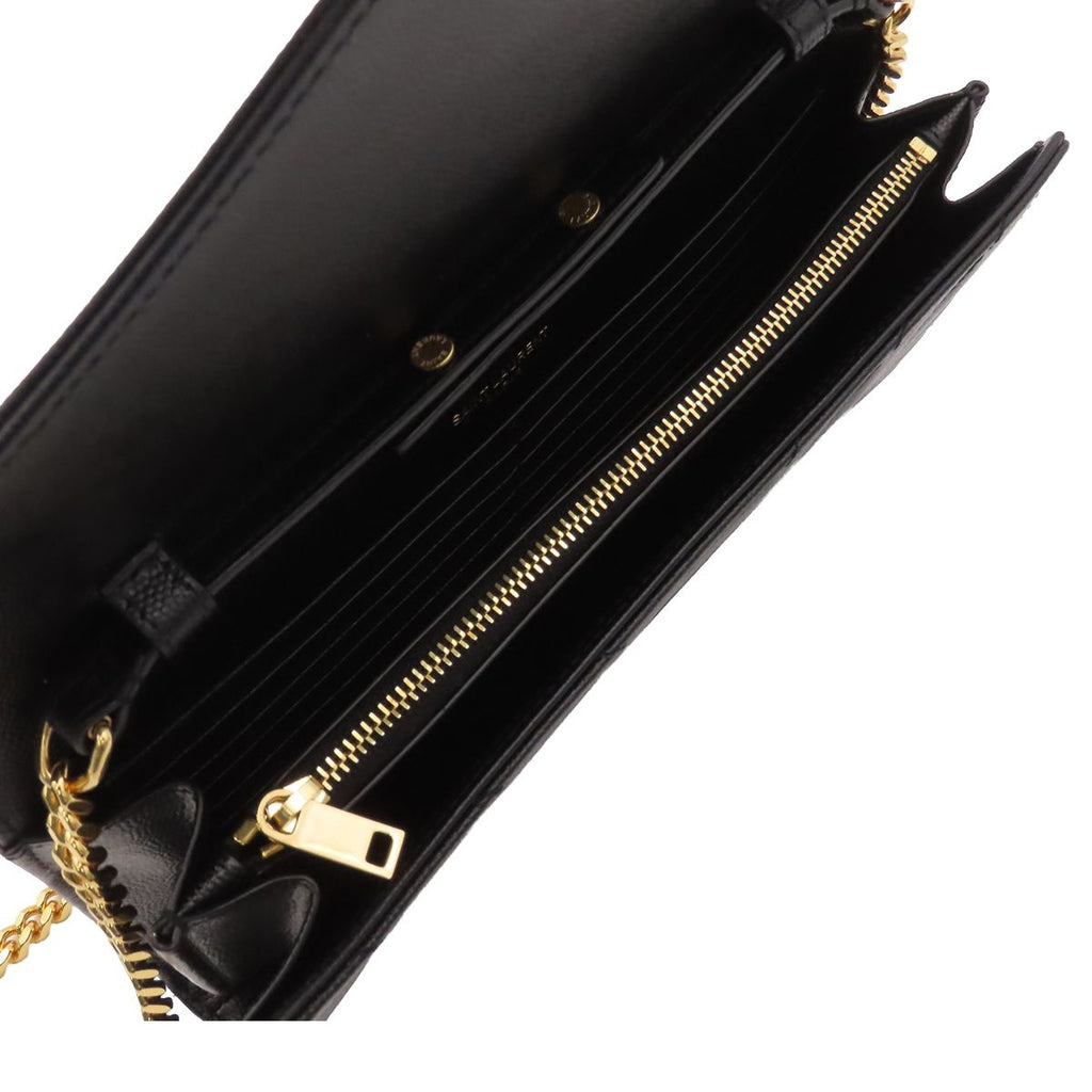 Saint Laurent Cassandra Chain Wallet Shoulder Bag Black Leather — view 5