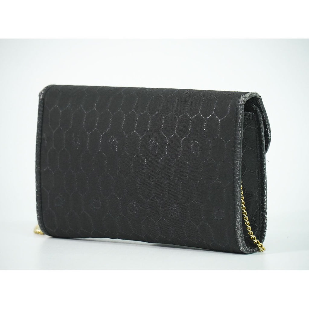 Dior Honeycomb Pattern Chain Shoulder Bag Pochette Canvas Black — view 2