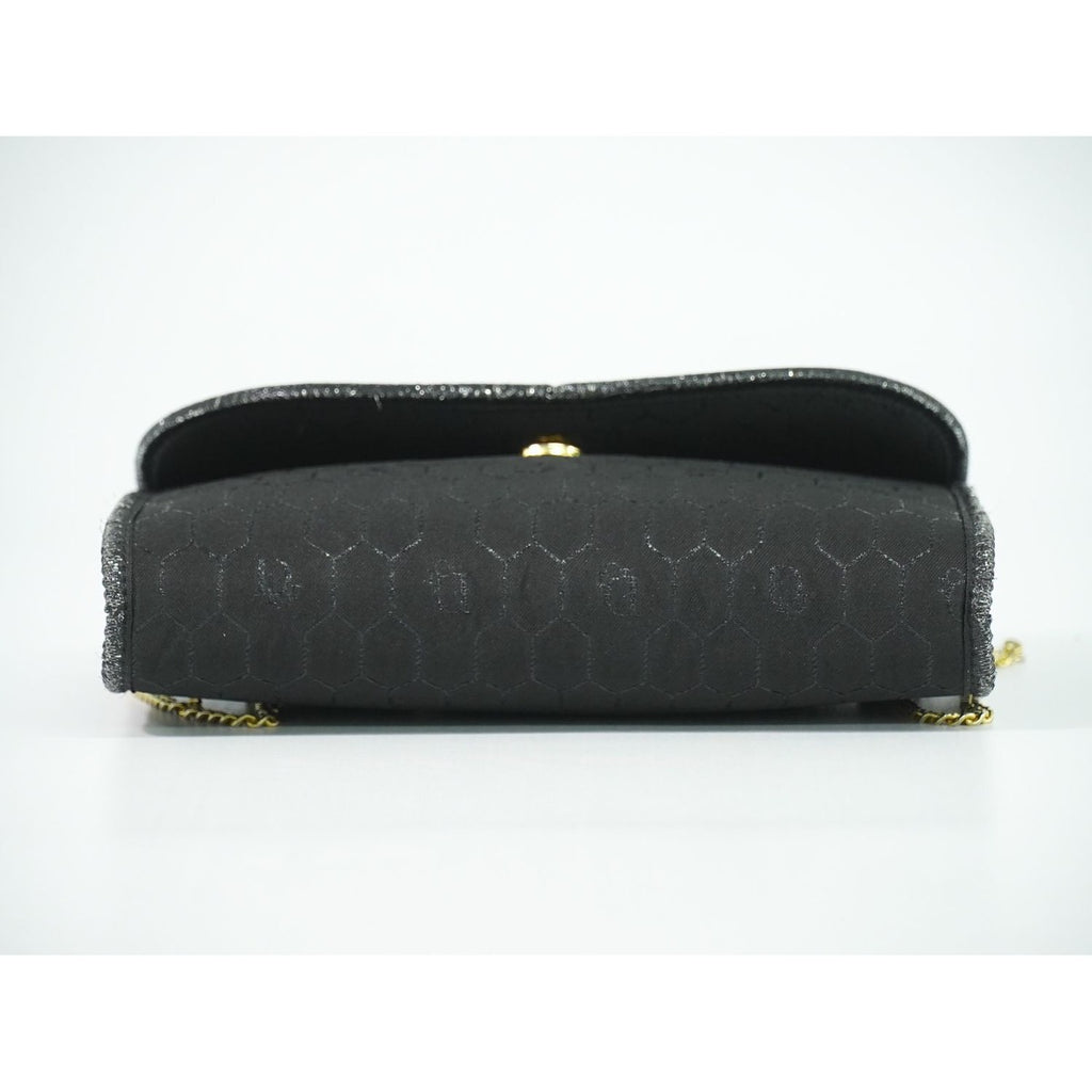 Dior Honeycomb Pattern Chain Shoulder Bag Pochette Canvas Black — view 3