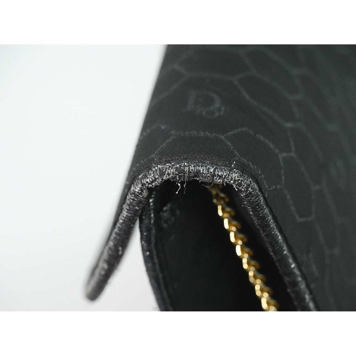 Dior Honeycomb Pattern Chain Shoulder Bag Pochette Canvas Black — view 7