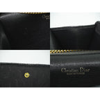 Dior Honeycomb Pattern Chain Shoulder Bag Pochette Canvas Black — view 9