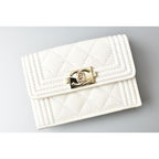 Chanel Wallet Trifold Mini Boy Caviar Leather Off White — view 2