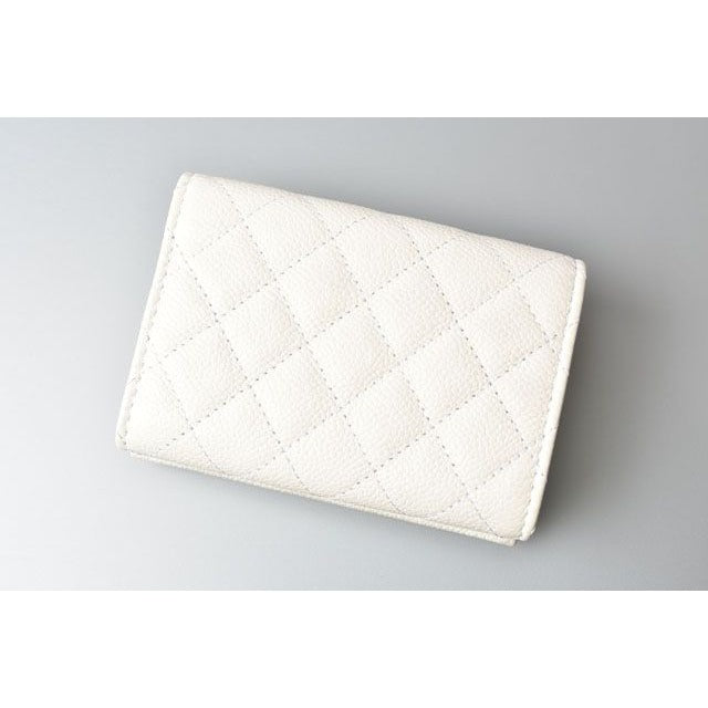 Chanel Wallet Trifold Mini Boy Caviar Leather Off White — view 3