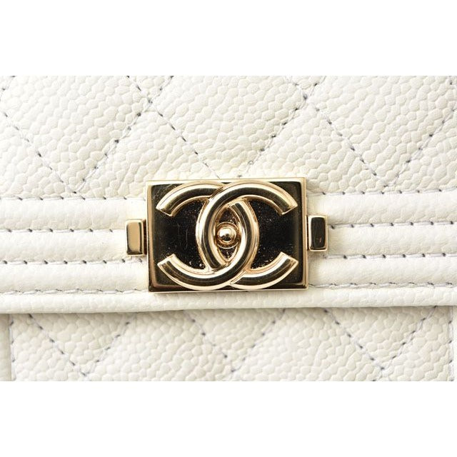 Chanel Wallet Trifold Mini Boy Caviar Leather Off White — view 4