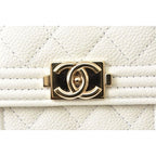 Chanel Wallet Trifold Mini Boy Caviar Leather Off White — view 4
