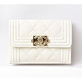 Chanel Wallet Trifold Mini Boy Caviar Leather Off White