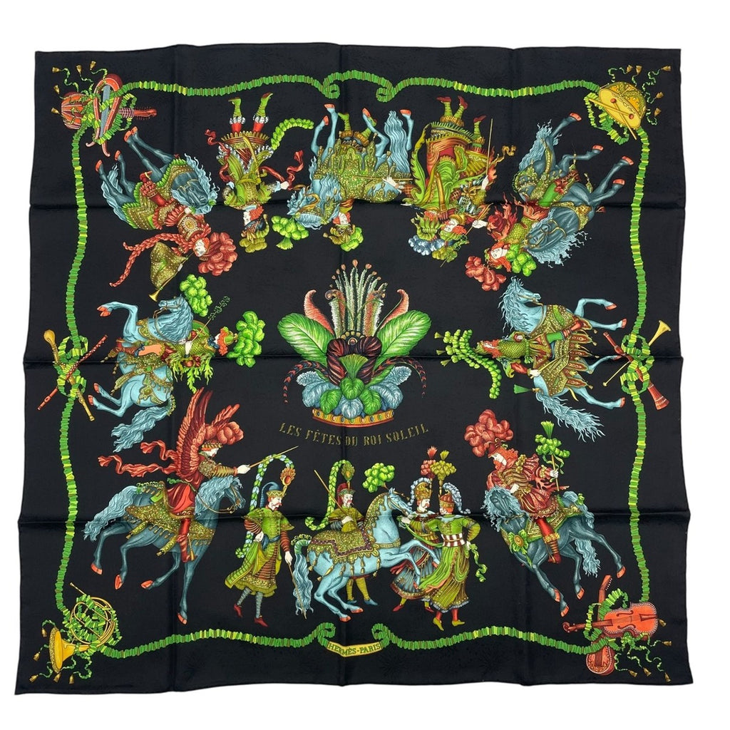 Hermes Scarf Silk Carre 90 les Feres du Roi Soleil Celebration of the Sun King