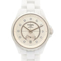 Chanel Watch Silver Ceramic Diamond