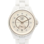 Chanel Watch Silver Ceramic Diamond