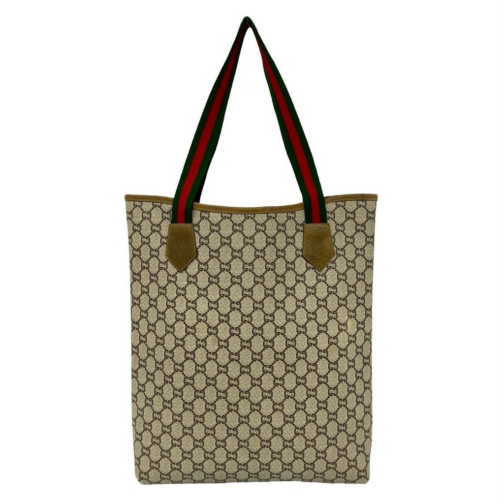 Gucci Vintage Sherry Line Plus Logo Leather Tote Brown — view 3