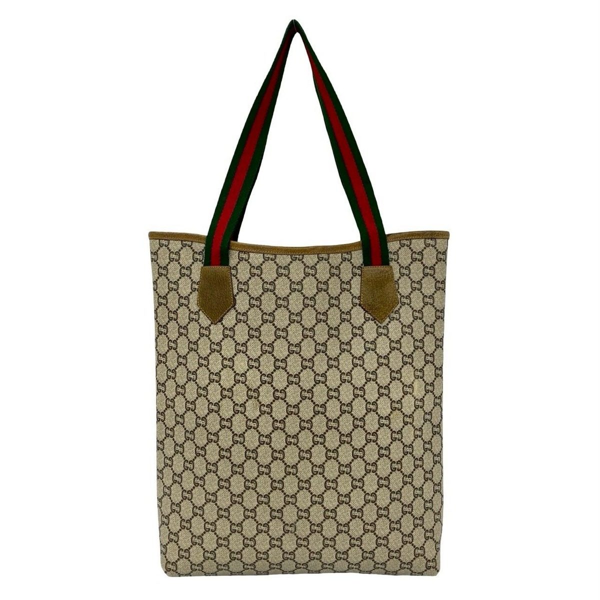 Gucci Vintage Sherry Line Plus Logo Leather Tote Brown — view 3