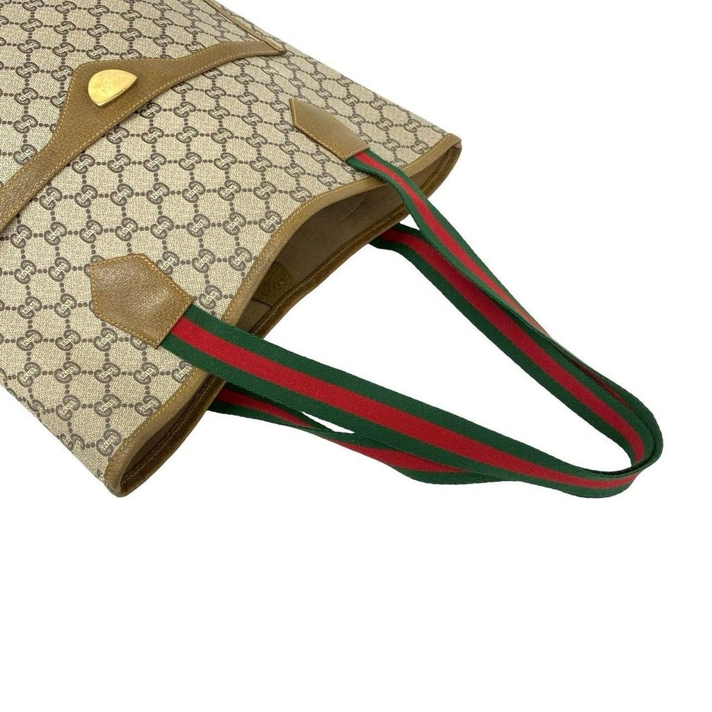 Gucci Vintage Sherry Line Plus Logo Leather Tote Brown — view 4