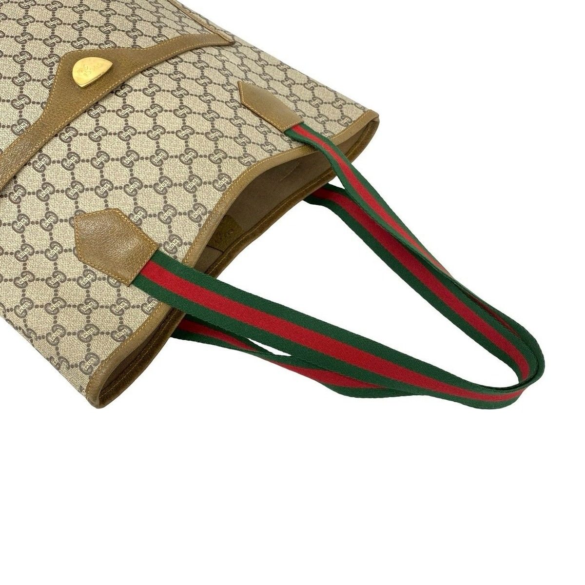Gucci Vintage Sherry Line Plus Logo Leather Tote Brown — view 4