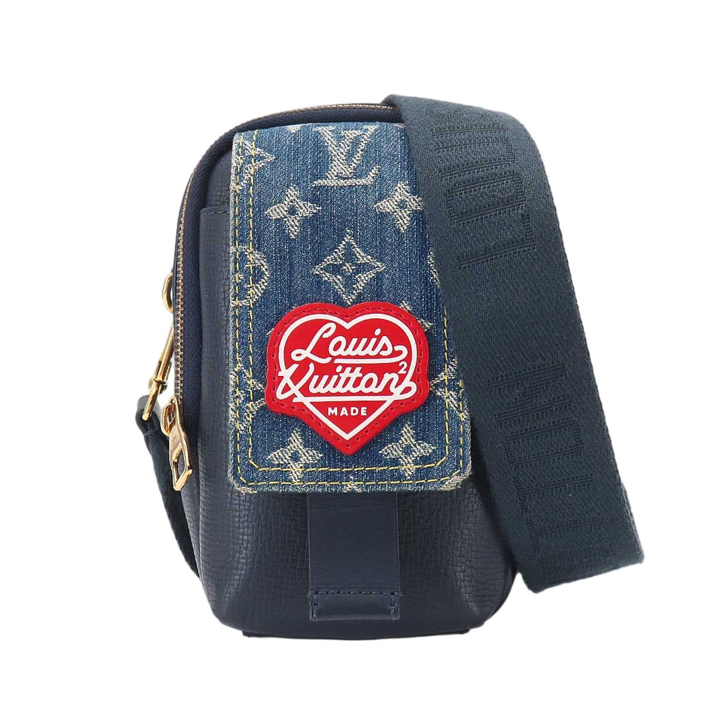 Louis Vuitton LV Square Double Fo Pouch Shoulder Bag Monogram Denim Leather