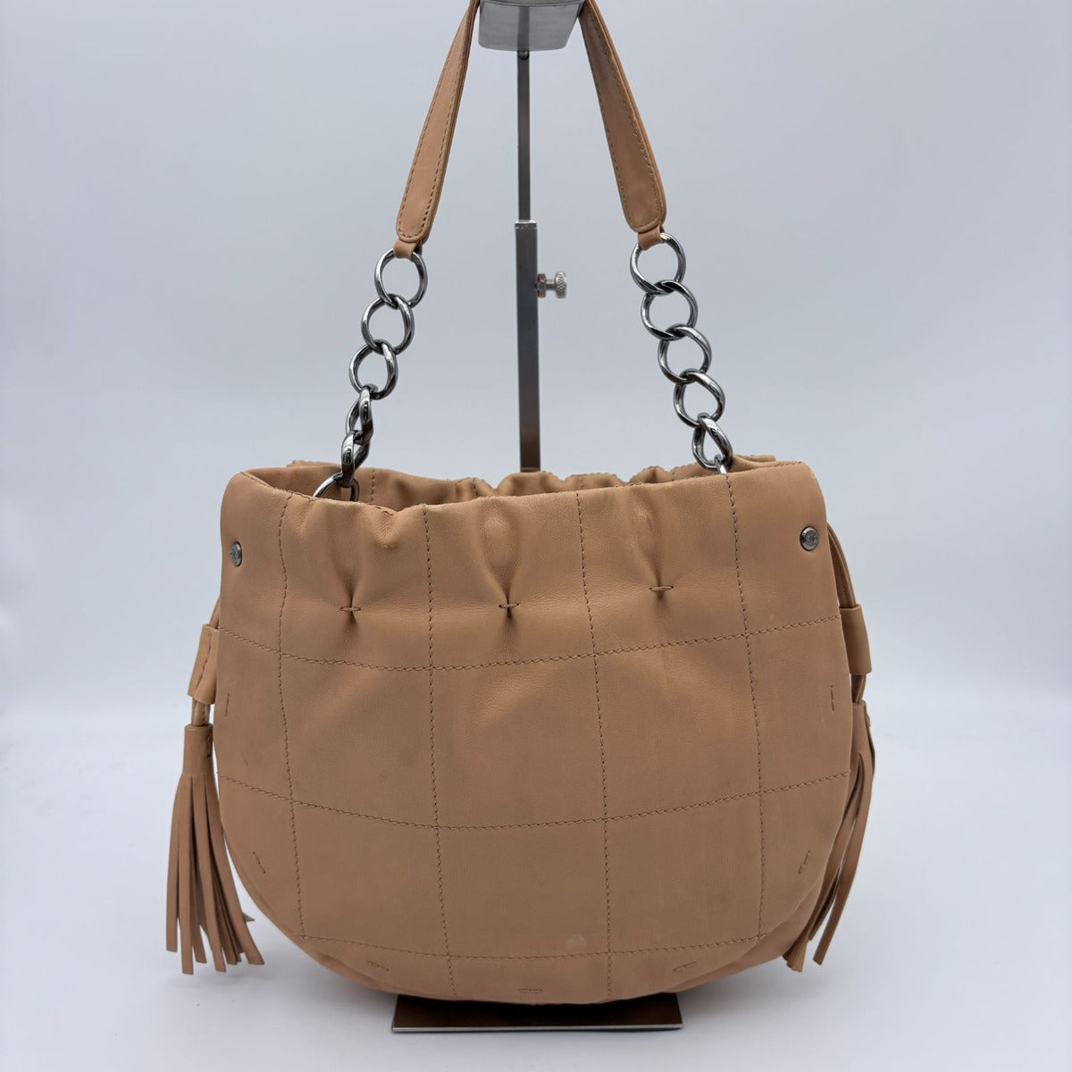 Chanel CC Logo Silver Fringe Choco Bar Handbag — view 3