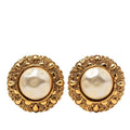 Chanel Round Earrings Gold Plated Faux Pearl