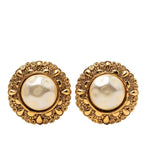 Chanel Round Earrings Gold Plated Faux Pearl