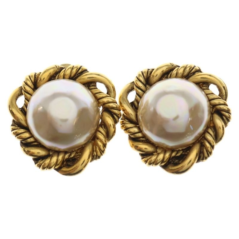 Chanel Faux Pearl Earrings 2187 White Gold GP — view 2