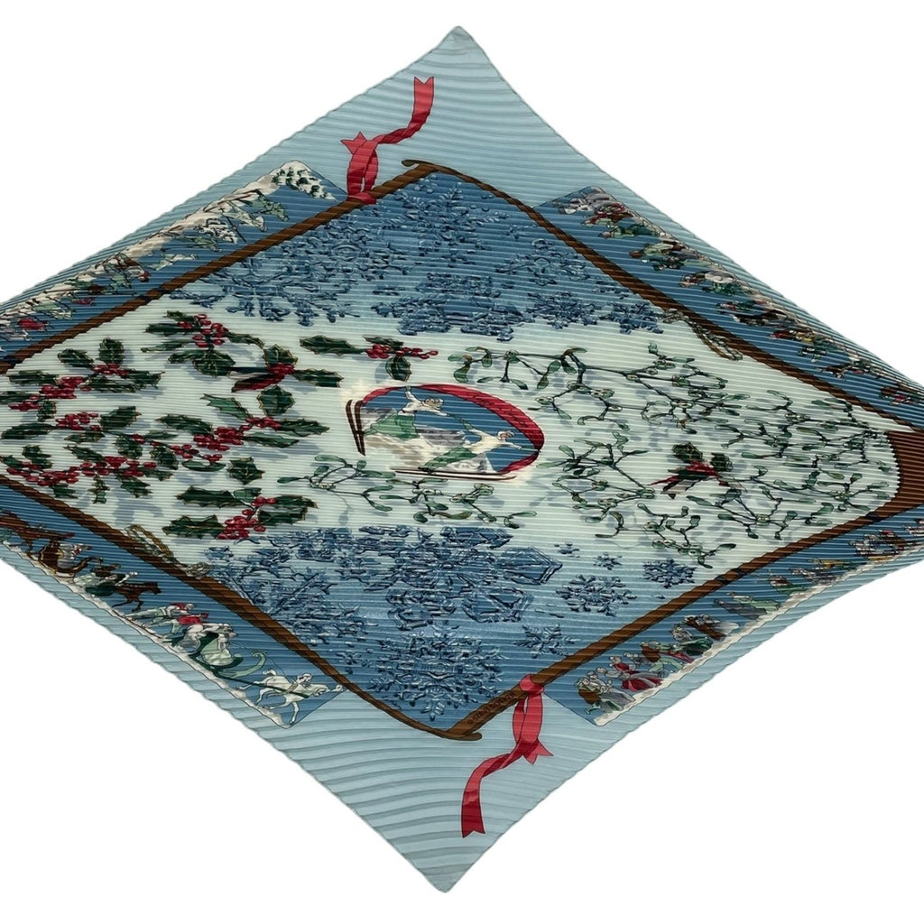 Hermes Scarf Pleated Silk Neige D'antan Last Year's Snow Blue — view 4
